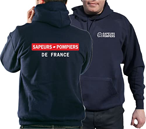 Sweat á Capuche (Navy/bleu Marine) Sapeurs Pompiers de France - Rouge/Blanc XL von FEUER1