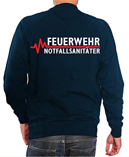 Sweatshirt Navy, Feuerwehr - NOTFALLSANITÄTER mit roter EKG-Linie XXL von FEUER1