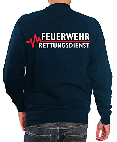 Sweatshirt Navy, Feuerwehr - Rettungsdienst mit roter EKG-Linie L von FEUER1