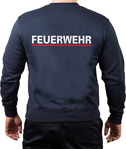 Sweatshirt Navy, Feuerwehr Silber mit rotem Streifen (3XL) von FEUER1