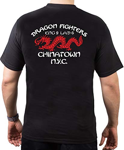 T-Shirt Black, New York City Fire Dept. Dragon Fighters Chinatown E-9/L-6, 4XL von FEUER1