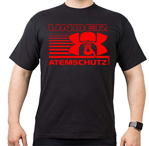 T-Shirt Black, Under ATEMSCHUTZ Atemschutzmaske und Text in rot XXL von FEUER1