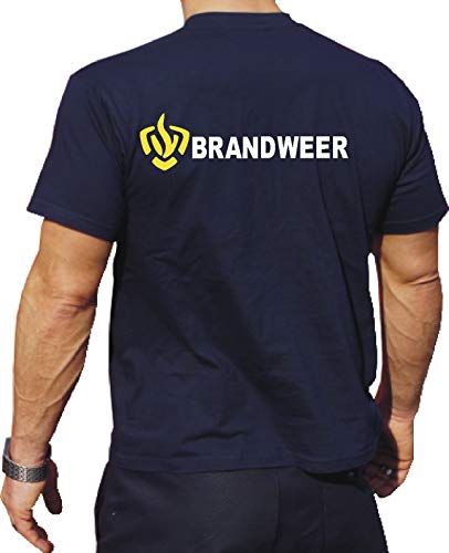 T-Shirt Blauw, BRANDWEER, embleem geel,doopvont wit, weerskanten 3XL von FEUER1