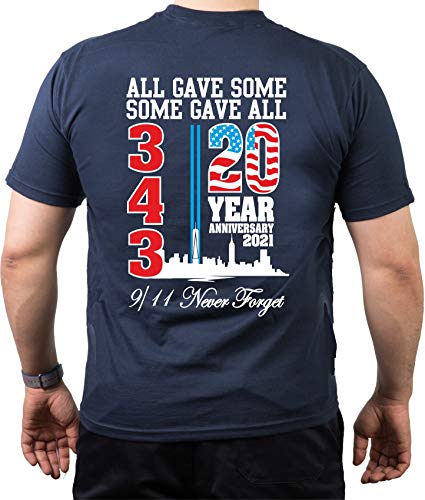T-Shirt Navy, 9/11 WTC 20 Years - Never Forget M von FEUER1