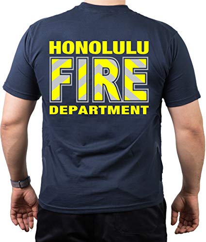 T-Shirt Navy, Honolulu Fire Dept. (Hawaii) (Silber-Neongelb) (3XL) von FEUER1
