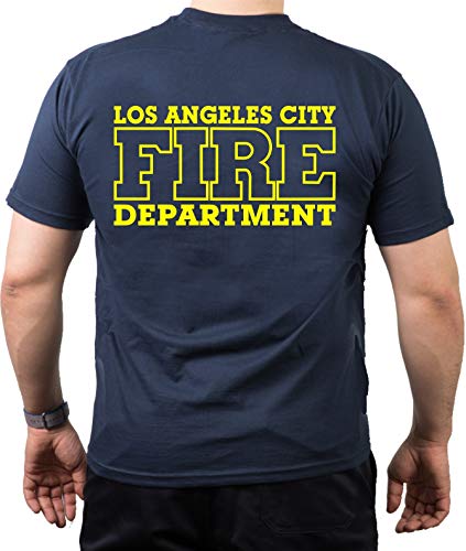 T-Shirt Navy, Los Angeles City Fire Department, neon Yellow XS von FEUER1