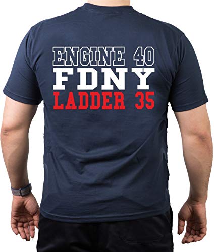 T-Shirt Navy, New York City Fire Dept. Caveman Upper West Side Manhattan (E-40/L-35), XL von FEUER1