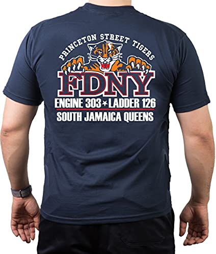 T-Shirt Navy, New York City Fire Dept. Princeton St. Tigers South Jamaica Queens (E-303/L-126), 3XL von FEUER1