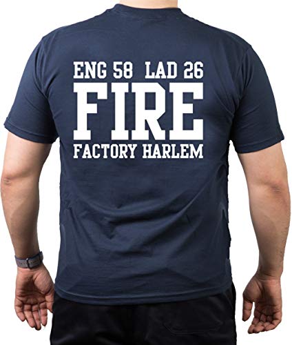 T-Shirt Navy, New York City Fire Dept.Fire Factory Harlem (E-58/L-26), 4XL von FEUER1