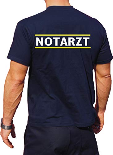 T-Shirt Navy, Notarzt Weiss zwischen Neongelb L von FEUER1