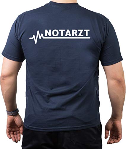 T-Shirt Navy, Notarzt mit weißer EKG-Linie 3XL von FEUER1