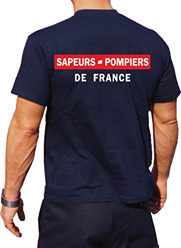 T-Shirt Navy, Sapeurs Pompiers de France - Rouge/Blanc XXL von FEUER1