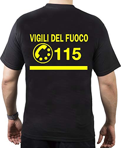 T-Shirt Nero, Vigili del Fuoco, Con Numero 115 3XL von FEUER1