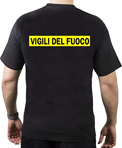 T-Shirt Nero, Vigili del Fuoco, Con bandiera 3XL von FEUER1