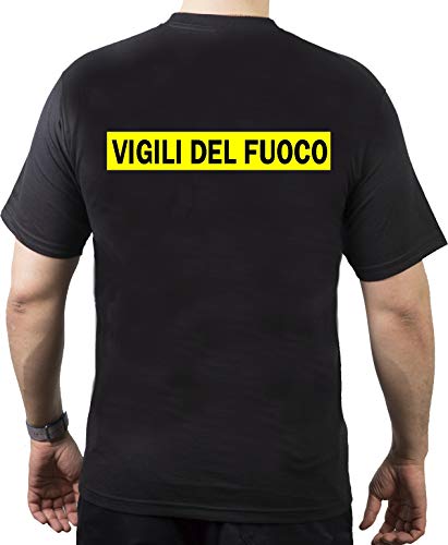 T-Shirt Nero, Vigili del Fuoco, Con bandiera L von FEUER1