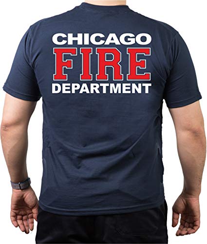 T-Shirt navy, Chicago Fire Dept. zweifarbig white-red-white M von FEUER1