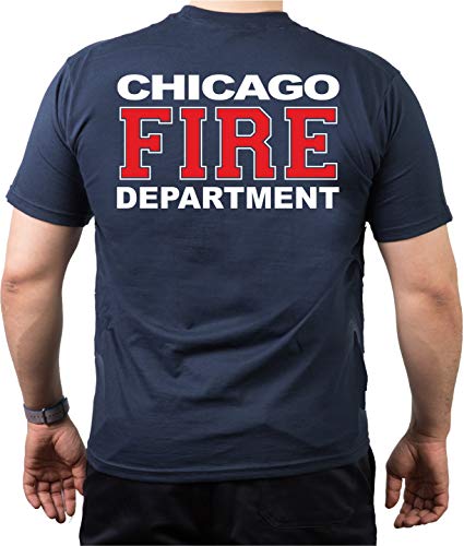 T-Shirt navy, Chicago Fire Dept. zweifarbig white-red-white XL von FEUER1