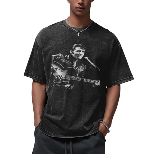 EL_Vis Tshirt Herren Baumwolle T-Shirt Logo -Druck Männer Kurzarm Pre_Sley T Shirt Lässige Sommer - Merch Clothes Top für Men EL_Vis Tshirt Herren Baumwolle T-Shirt Logo -Druck Männer Kurzarm Pre_Sley T Shirt Lässige Sommer - Merch Clothes Top für Men von FEUIASTU