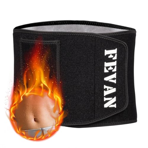 FEVAN Schlankheitsgürtel für Herren, aus Neopren, Schlankheitsgürtel für Damen und Herren, Bauchweggürtel (S/M-L/XL), Schwarz , S/M von FEVAN