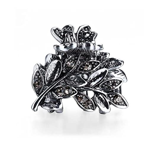 Haarklammer Frauen Wunderschöne Strass Kleine Blume Haar Klaue Clip Metall Kristall Haar Clip Kopfschmuck Haarschmuck Haarklammer Groß(B-15-Grey) von FEVKFTXF
