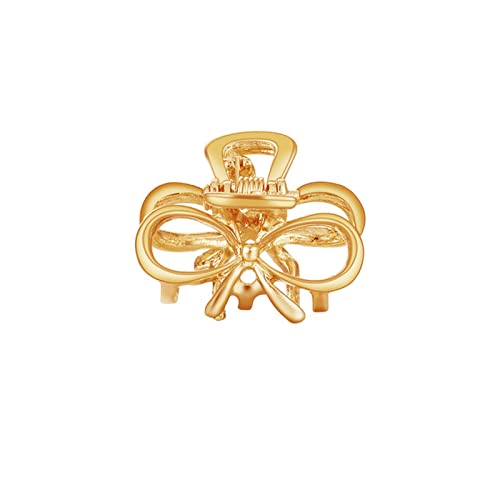 Haarklammer Frauen Wunderschöne Strass Kleine Blume Haar Klaue Clip Metall Kristall Haar Clip Kopfschmuck Haarschmuck Haarklammer Groß(Bowknot-gold) von FEVKFTXF