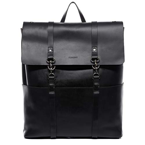 FEYNSINN Laptop-Rucksack VAL aus Premium Leder I Lederrucksack groß für Herren und Damen 15 Zoll Laptop Laptop-Fach I Rucksack schwarz handgefertigt von FEYNSINN