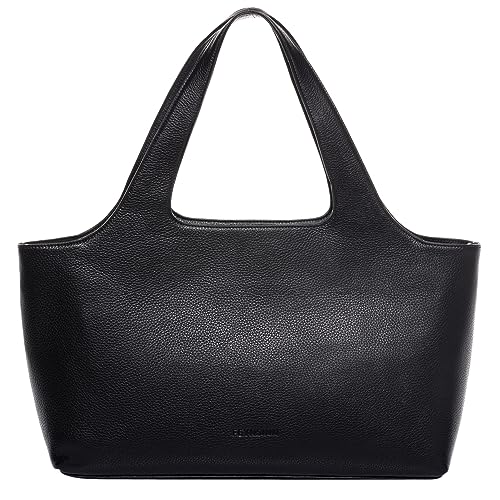 FEYNSINN Berlin Handtasche mit Langen Henkeln NEA aus Nappa-Leder I Henkeltasche XL groß für Damen I Schultertasche schwarz handgefertigt von FEYNSINN