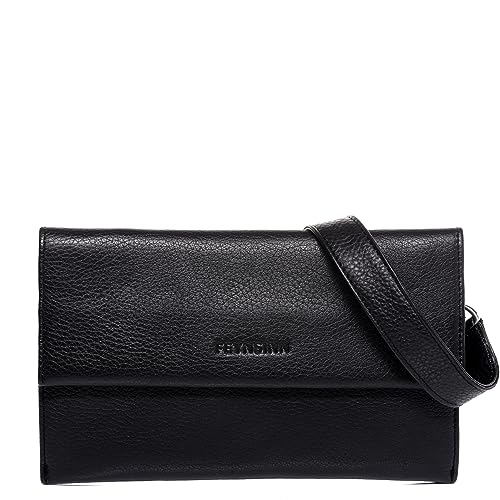 FEYNSINN Berlin Umhängetasche flach NEA aus Nappa-Leder I Crossbody Bag klein für Damen I Schultertasche schwarz handgefertigt von FEYNSINN