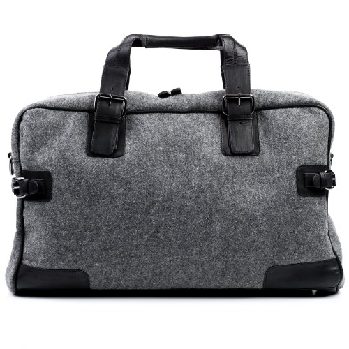 FEYNSINN große Weekender echt Leder - Sporttasche Roberto 50 cm L - Reisetasche Handgepäck mit Schultergurt - Ledertasche Herren und Damen schwarz handgefertigt von FEYNSINN