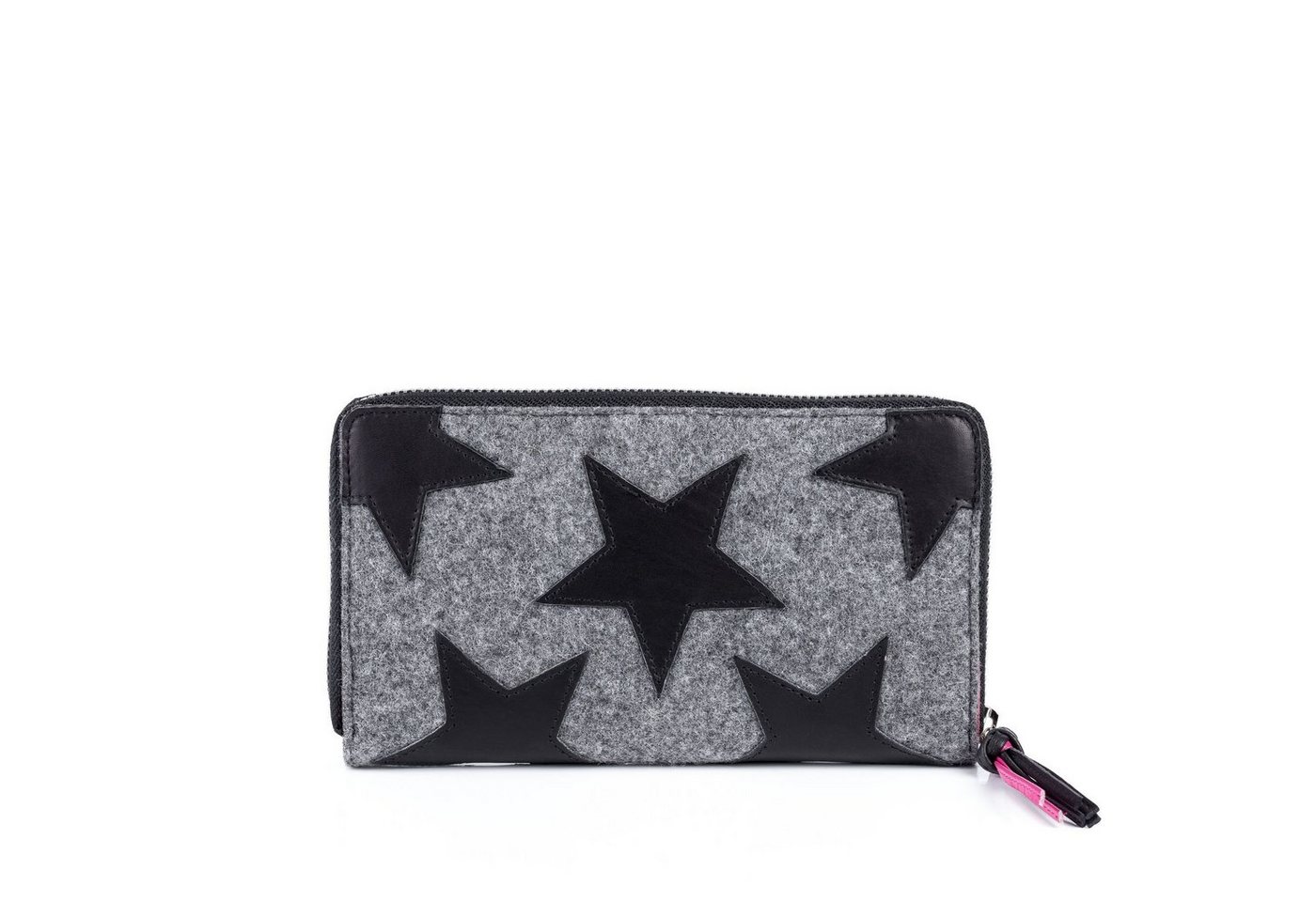 FEYNSINN Geldbörse STARS, Portemonnaie Filz & Leder für Damen, Wallet, Brieftasche grau-schwarz von FEYNSINN
