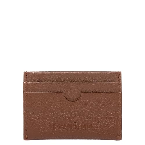 FEYNSINN kleine Kartenetui flach mit RFID Schutz echt Leder - kleine Geldbörse Kreditkartenhalter ADA - mit münzfach kreditkartenetui - Ledergeldbeutel Herren Damen braun handgefertigt von FEYNSINN