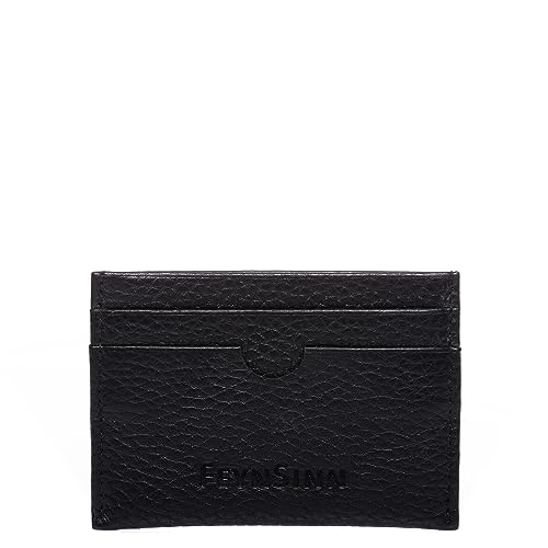 FEYNSINN kleine Kartenetui flach mit RFID Schutz echt Leder - kleine Geldbörse Kreditkartenhalter ADA - mit münzfach kreditkartenetui - Ledergeldbeutel Herren Damen schwarz handgefertigt von FEYNSINN