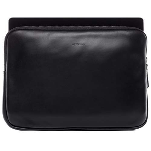 FEYNSINN Laptop-Hülle mit Zip echt Leder - 17 Zoll Laptop case JASPAR - Notebook-Sleeve mit Laptop-Fach - Ledertasche Herren und Damen schwarz handgefertigt von FEYNSINN