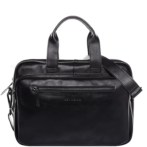 FEYNSINN Laptoptasche Casper aus Premium Leder I Business-Tasche groß für Herren und Damen Zoll Laptop I Umhängetasche Aktentasche schwarz handgefertigt von FEYNSINN