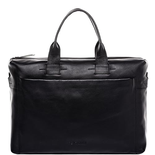 FEYNSINN Laptoptasche Troy aus Premium Leder I Business-Tasche groß für Herren und Damen 15.4 Zoll Laptop Laptop-Fach I Umhängetasche Aktentasche schwarz handgefertigt von FEYNSINN