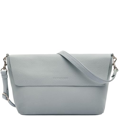 FEYNSINN Schultertasche echt Leder - Handtasche Liva - Umhängetasche Damentasche mit Schultergurt - Ledertasche Damen grau handgefertigt von FEYNSINN