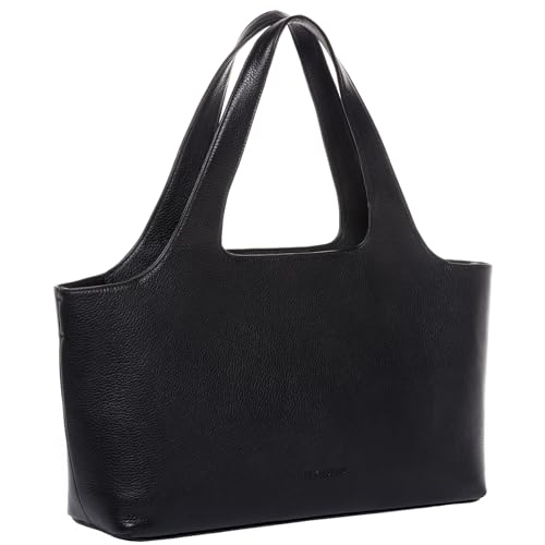 FEYNSINN große Handtasche mit Langen Henkeln echt Leder - Shopper NEA L - Schultertasche Damentasche - Ledertasche Damen schwarz handgefertigt von FEYNSINN