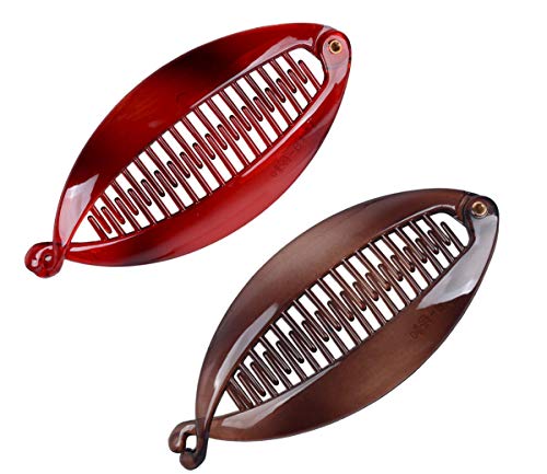 Haarklammern, Haarstyling-Zubehör, französische Bananen-Haarklammer, Haarkamm, Damen, große Muschel, flache Hai-Haarspange, Haarklammer (A#) (Farbe: A#) von FEYONA