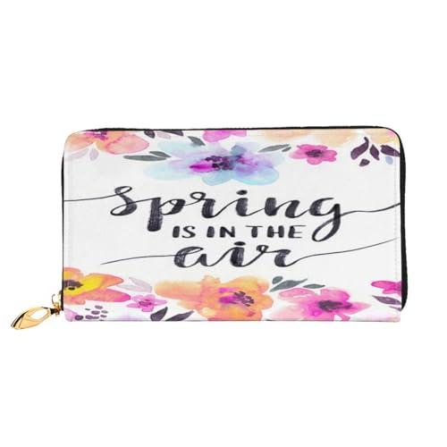 FEYUNYAN Damen-Geldbörse aus Leder, lang, Frühling liegt in der Luft, RFID-blockierend, großes Fassungsvermögen, Scheckbuchhalter, mehrere Kartenfächer, Reißverschluss, Münzgeldbörse, Leder von FEYUNYAN