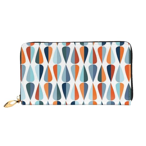 FEYUNYAN Damen-Geldbörse aus Leder, lang, Organizer, Mitte des Jahrhunderts, moderne Tropfenformen, RFID-blockierend, große Kapazität, Scheckbuchhalter, mehrere Kartenfächer, Reißverschluss von FEYUNYAN