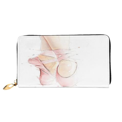 FEYUNYAN Damen Leder Lange Geldbörse Organizer Ballettschuhe Damen Geldbörse RFID Blockierung Große Kapazität Scheckbuchhalter Mehrere Kartenfächer Reißverschluss Münzbörse Leder Damen Geldbörsen von FEYUNYAN