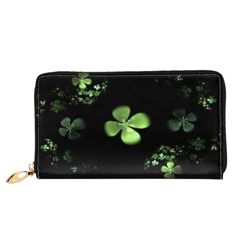 FEYUNYAN Damen Leder Lange Geldbörse Organizer Schwarz Gras Damen Geldbörse RFID Blockierung Große Kapazität Scheckbuchhalter Mehrere Kartenfächer Reißverschluss Münzbörse Leder Damen Geldbörsen von FEYUNYAN