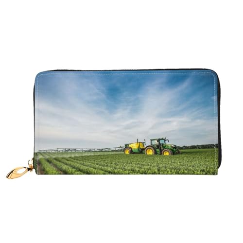 FEYUNYAN Damen Leder Lange Geldbörse Organizer Traktor Farm Damen Geldbörse RFID Blockierung Große Kapazität Scheckbuchhalter Mehrere Kartenfächer Reißverschluss Münzbörse Leder Damen Geldbörsen von FEYUNYAN
