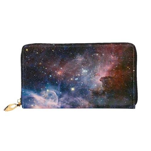 FEYUNYAN Damen Leder Lange Geldbörse Organizer Universum Milky Way Galaxy Damen Geldbörse RFID Blockierung Große Kapazität Scheckbuchhalter Mehrere Kartenfächer Reißverschluss Münzbörse Leder Damen von FEYUNYAN