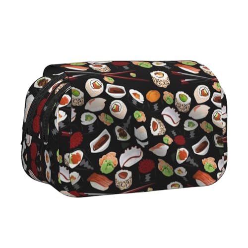FEYUNYAN Doppelschichtiges Federmäppchen, großes Fassungsvermögen, strapazierfähiges Oxford-Gewebe, Schreibwaren-Organizer für Schulbedarf, Reisen, Prüfungen, japanische Sushi-Aufbewahrungstasche für von FEYUNYAN