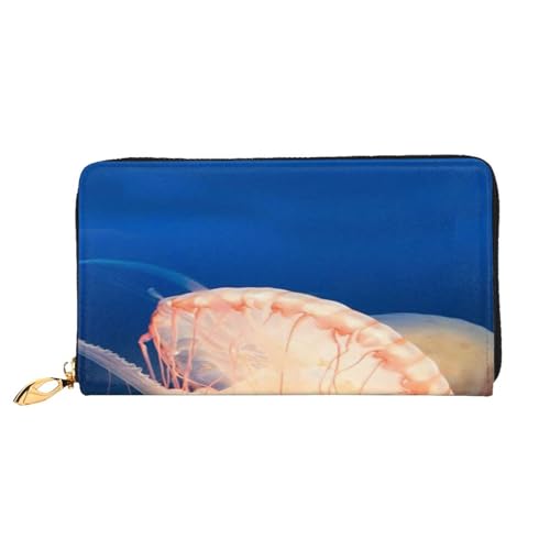 FEYUNYAN Einzigartige Geldbörse für Damen, 3D-Quallen-Leder, Geldbörsen-Organizer mit Münzfach mit Reißverschluss und Kartenfächern, RFID-blockierend, schmal, faltbare Geldbörse für den täglichen von FEYUNYAN