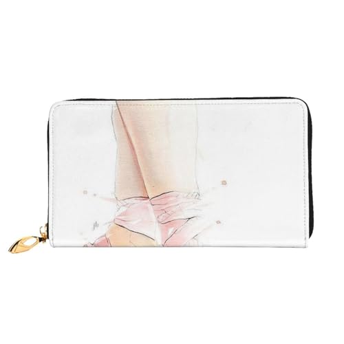 FEYUNYAN Einzigartige Geldbörse für Damen, Ballettschuhe, Leder, Geldbörse, Organizer mit Münzfach mit Reißverschluss und Kartenfächern, RFID-blockierend, schmal, faltbare Geldbörse für den täglichen von FEYUNYAN