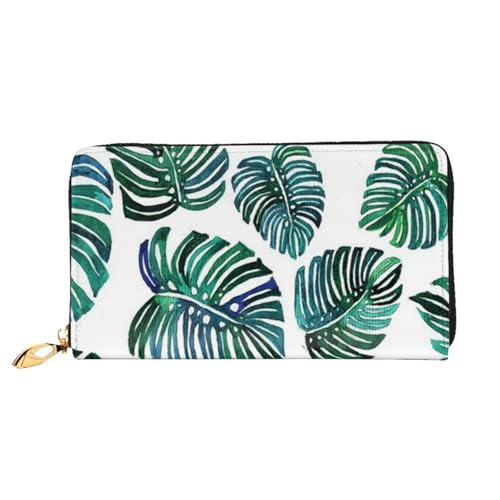 FEYUNYAN Einzigartige Geldbörse für Damen, Bananenblätter, Leder, Geldbörsen-Organizer mit Münzfach mit Reißverschluss und Kartenfächern, RFID-blockierend, schmal, faltbare Geldbörse für den täglichen von FEYUNYAN