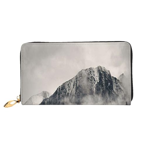 FEYUNYAN Einzigartige Geldbörse für Damen, Bergklippen-Leder-Geldbörsen-Organizer mit Münzfach mit Reißverschluss und Kartenfächern, RFID-blockierend, schmal, faltbare Geldbörse für den täglichen von FEYUNYAN