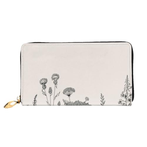 FEYUNYAN Einzigartige Geldbörse für Damen, Blumen-Kräuter, botanisches Leder, Geldbörsen-Organizer mit Münzfach mit Reißverschluss und Kartenfächern, RFID-blockierend, schmal, faltbare Geldbörse für von FEYUNYAN